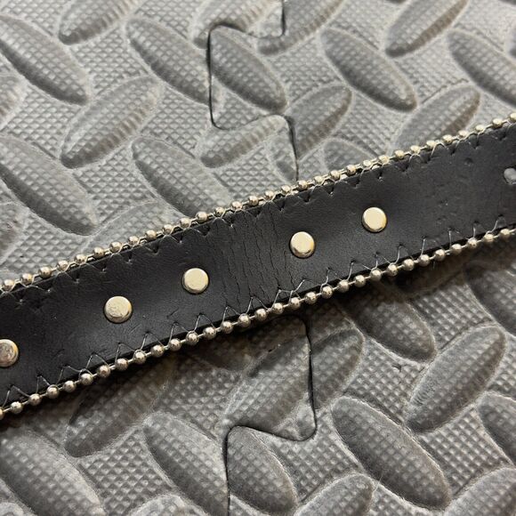 Chico's Studded Belt Womens Medium Black Rhinestone Crystal Adjustable Buckle - Picture 6 of 7